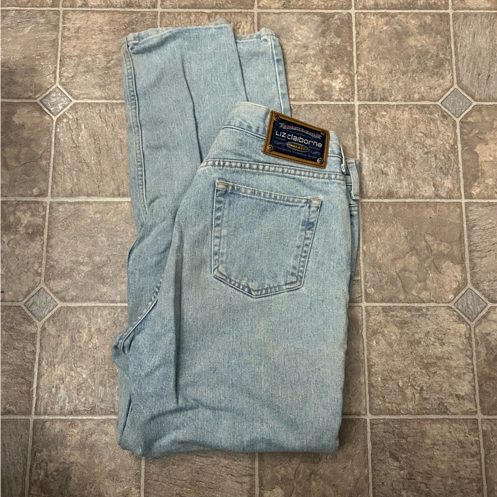 Vintage Retro Liz Claiborne Light Wash Straight Denim Jeans 14R